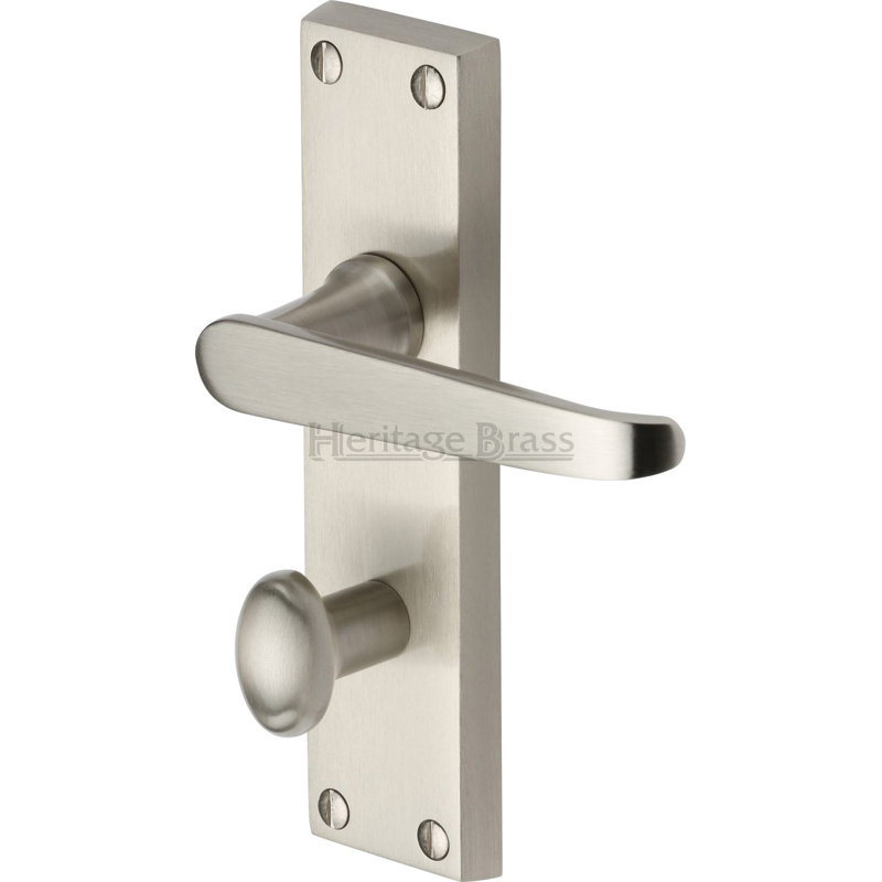 Heritage Brass Heritage Door Handle for Bathroom Victoria Design, Satin Nickel