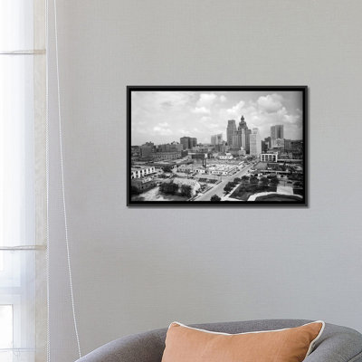 «1940s Skyline of Business District of Houston Texas from City Hall», reproduction de photo sur toile tendue