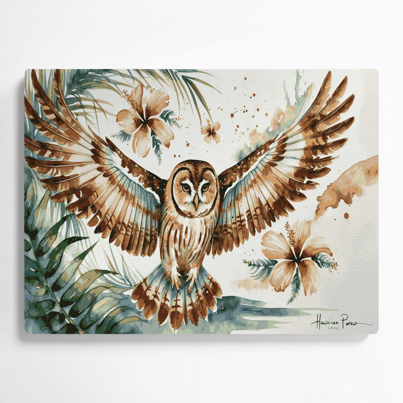 Hawaiian Hawaiian Owl, art mural en métal blanc, H 24 po x l 36 po
