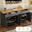 Meuble télé Mid-Century avec bibliothèque, buffet rustique polyvalent avec tablettes réglables-129388661