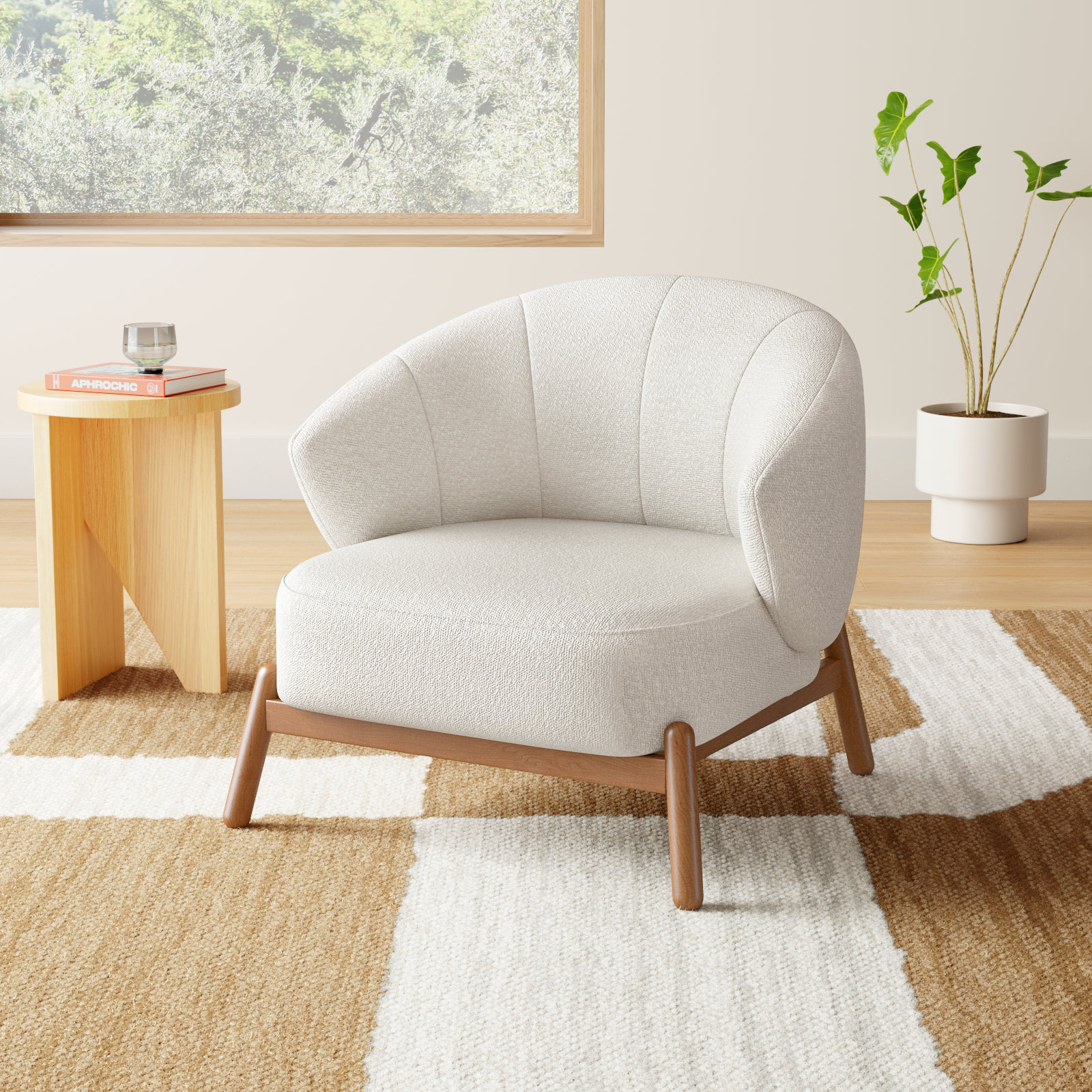 Ciel Upholstered Accent Chair, Off White Performance Boucle