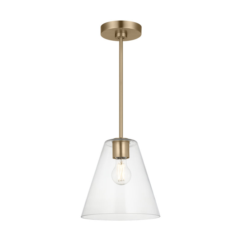 Luminaire suspendu à une lumière Hayden, Clair, Laiton satiné