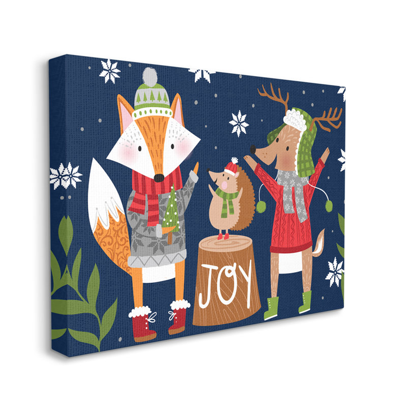 «Snowy Winter Woodland», adorable renard, hérisson, H 24 po x l 30 po x P 1,5 po, Toile tendue