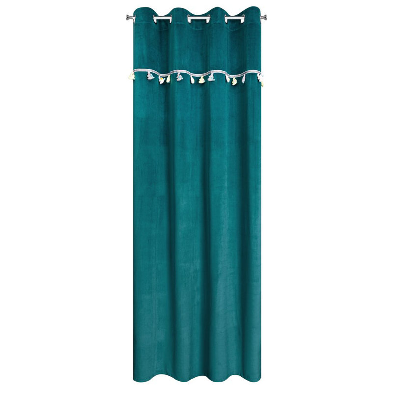 Kids Semi Sheer Curtain Single Panel, Teal