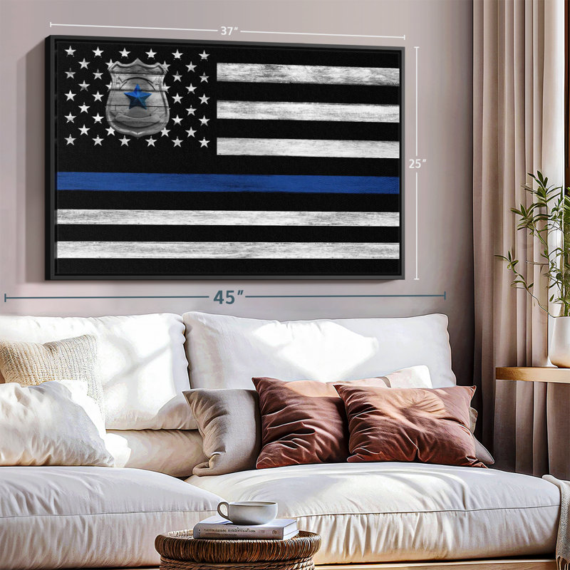 Our America «Police Blue Line USA Flag», H 25 po x l 37 po