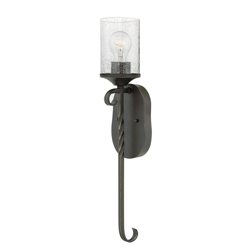 Applique murale 1 lumière avec abat-jour en verre grainé transparent Casa
