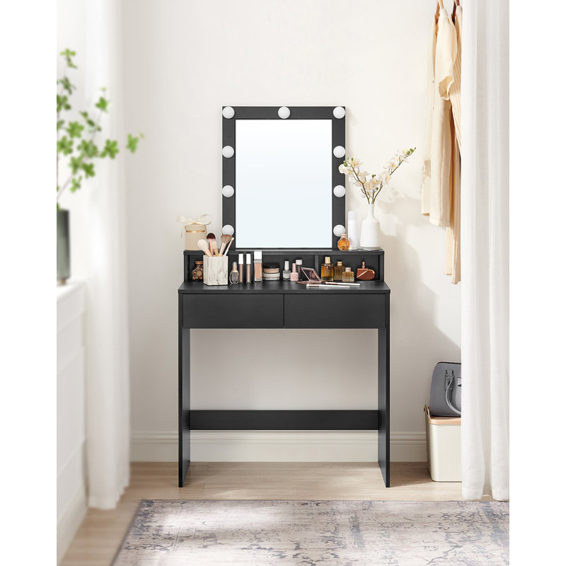Navarro Dressing Table with Mirror, Black