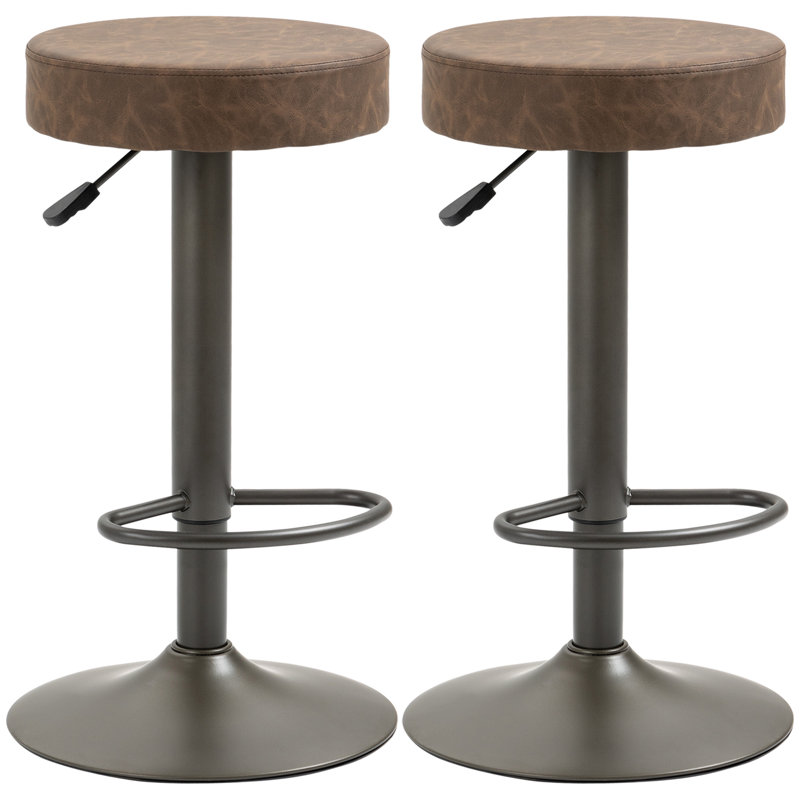 Ensemble de 2 tabourets de bar réglables modernes, brun