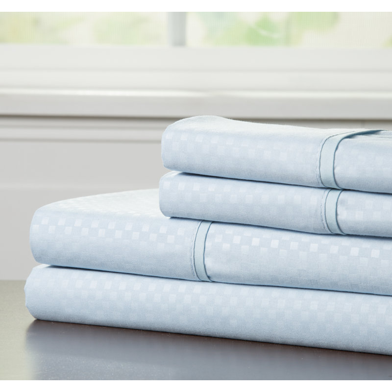 Ensemble de draps 4 pièces, Bleu, Ensemble de draps pour grand lit + 1 drap-housse +