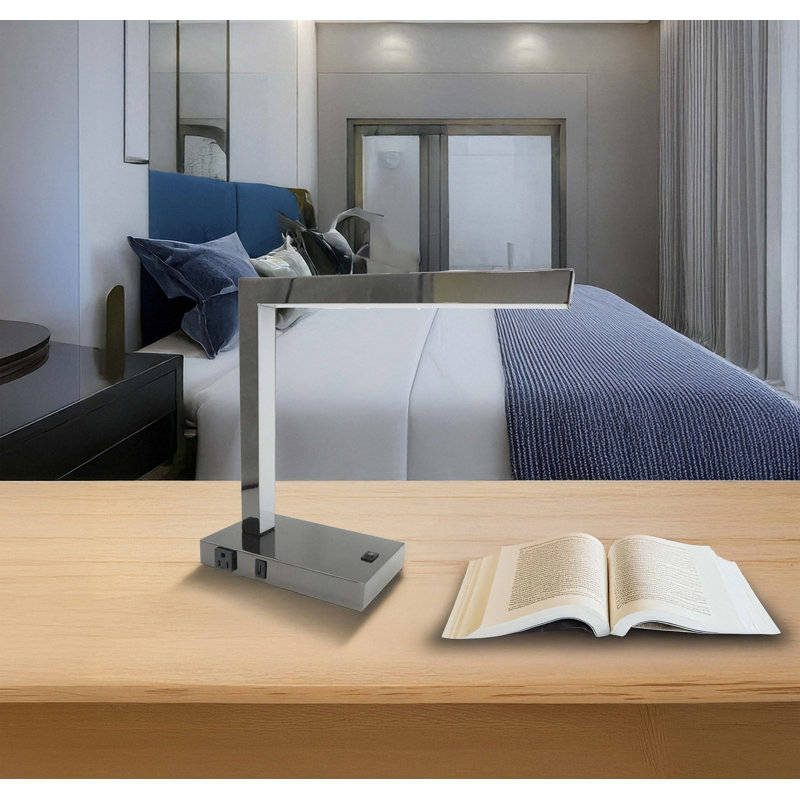 Lampe de bureau moderne à DEL avec prise USB et prise de courant