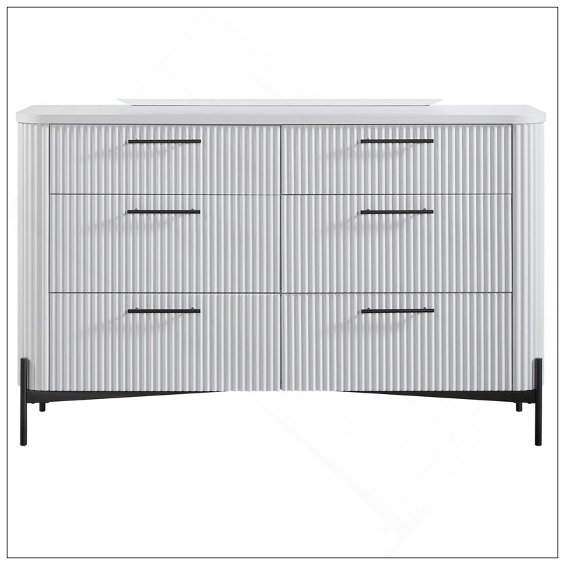 Commode 6 tiroirs - Blanc, Blanc