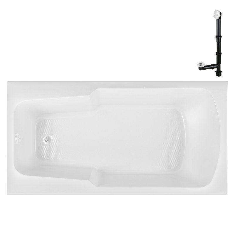60'' x 32'' Acrylic Soaking Drop-In Bathtub, Drain Included, Glossy White