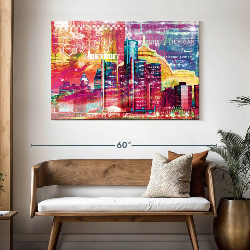 Nicci Detroit Cityscape Grunge, H 32 po x l 48 po