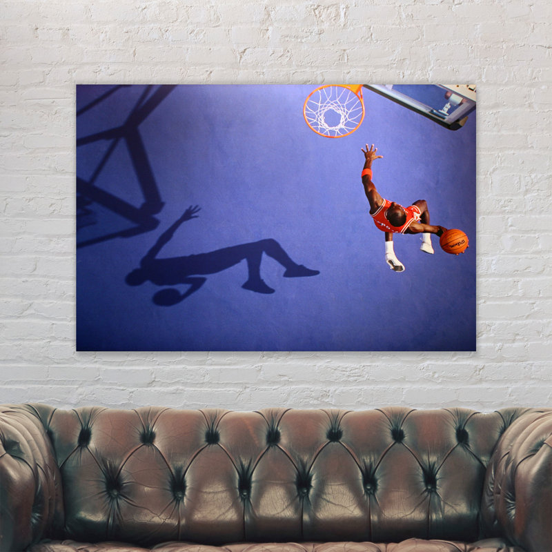 Michael Jordan Slam Dunk Blue Floor - Wrapped Canvas Print, 41cm H x 61cm W x 4cm D