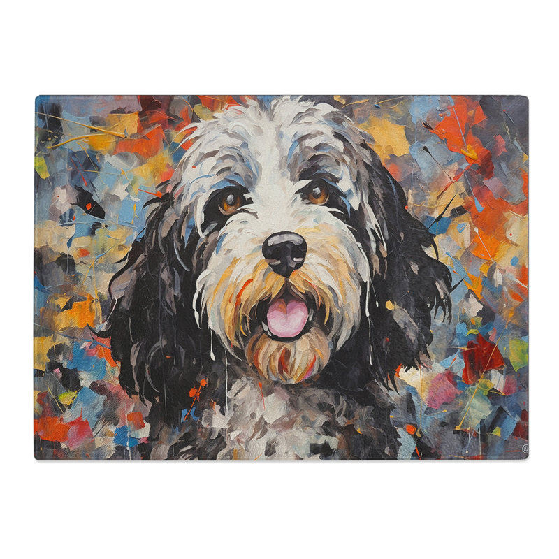 Cockapoo Abstract No.3  Glass Chopping Board