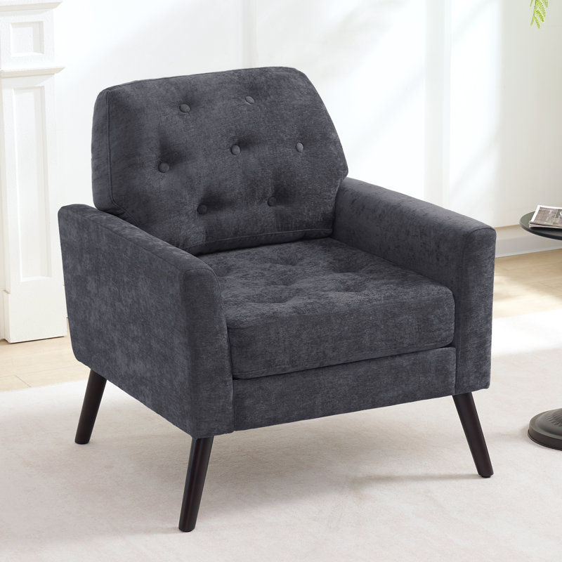 Accent Chair with Button-Tufted Back, DARK GRAY