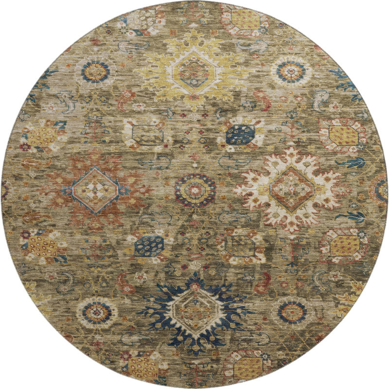 Machine Washable Mayfield AMF1927 Global Rug, Round 8'