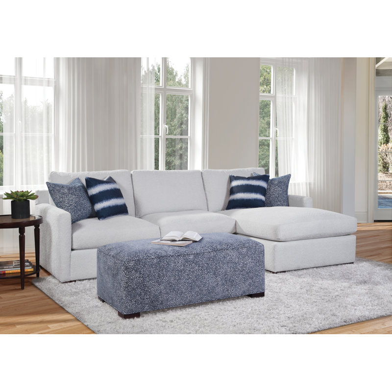 Bel-Air Chaise Sectional, Snow Crypton Performance; 0884-91, Havana, Right Hand Facing