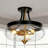3-Light 14.2 in. Modern Transitional Black Semi-Flush Mount Light, Gold Ceiling Light for Foyer, Kitchen, Bedroom