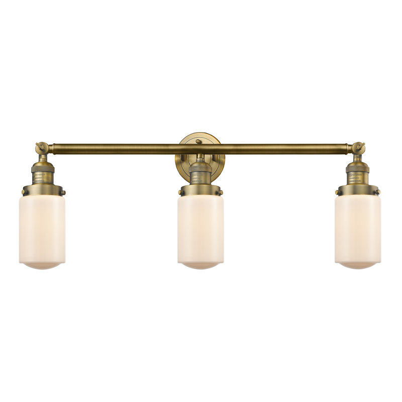 Éclairage pour salle de bain 3 lumières Saroyan, Ampoule incandescente rétro de 60 watts, Blanc mat, Laiton antique noir