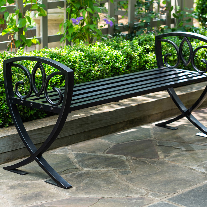 Banc de jardin sans dossier en métal Auvil Garden