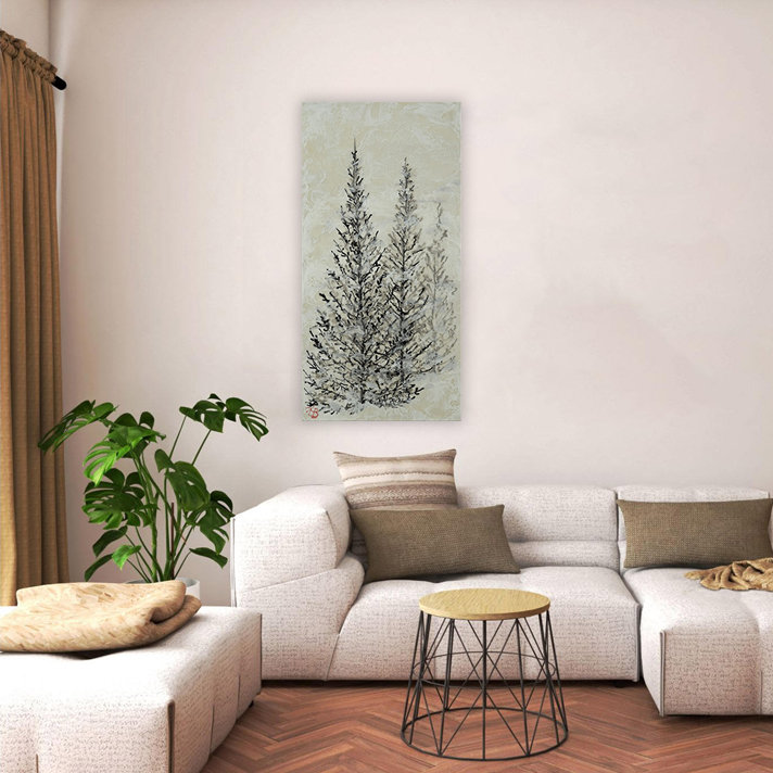 "Silent Pines", art mural sur toile, Toile tendue, H 24 po x l 12 po