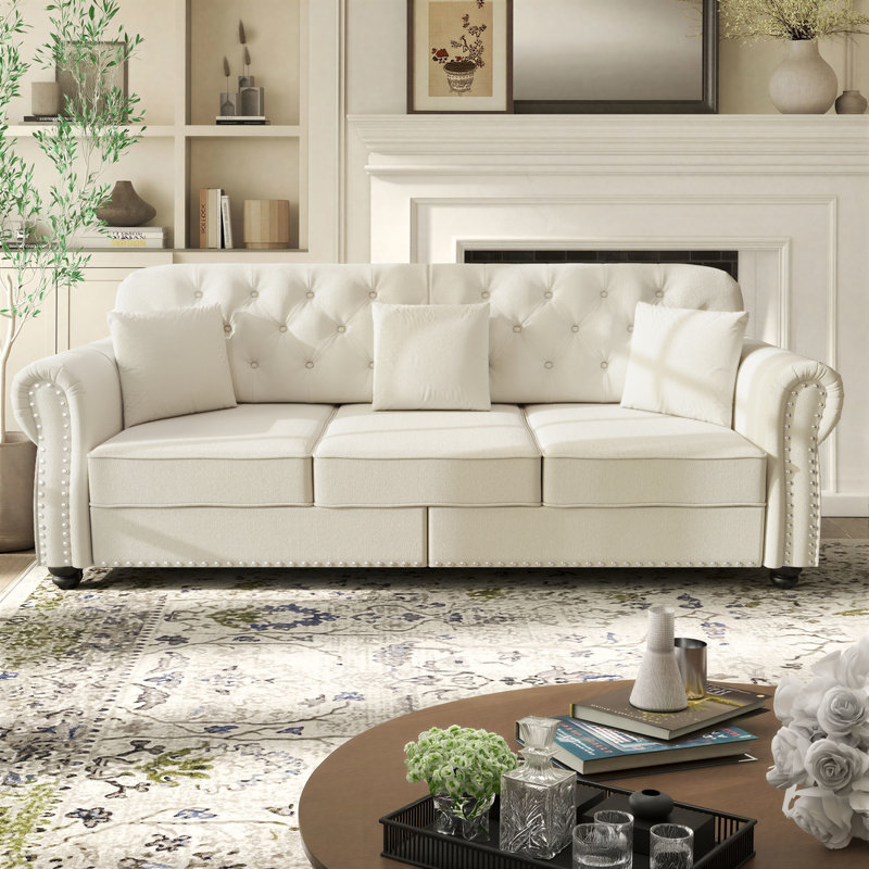 Ensemble de salon 4 pièces Annalease Chesterfield, Beige