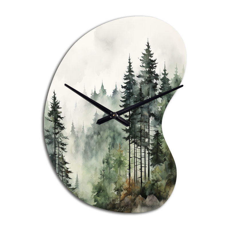 Pin Misty Morning I - horloge murale verte en forme de flèche - forme unique, Grand