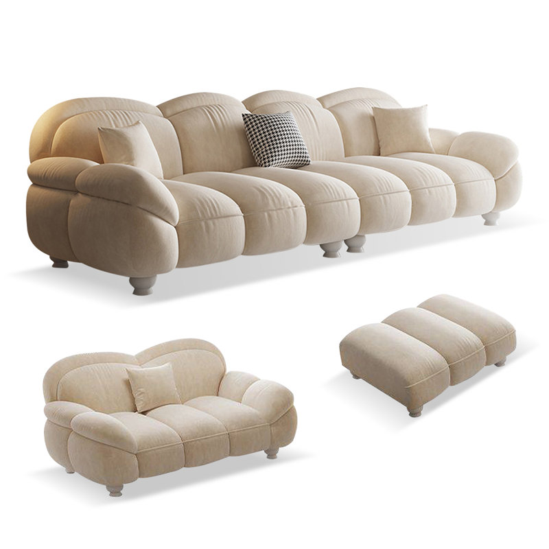 Ensemble de salon en polyester 3 pièces beige
