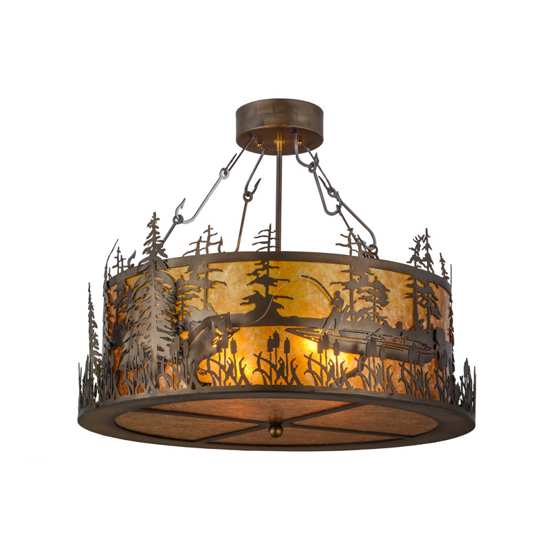 Rustic Lodge 4 - Light Semi Flush Mount
