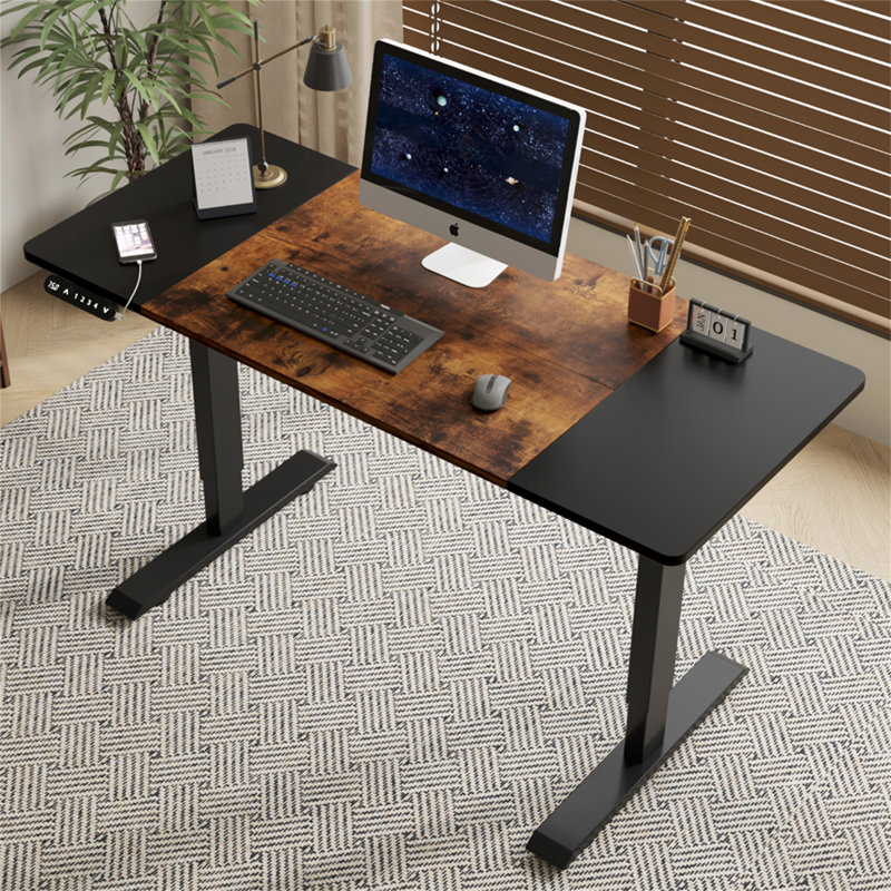 55"×24" Black Electric Standing Desk Height Adjustable Desk For Home And Office Computer Table Gaming Desk Modern Lift-Up Desk (Not Include Stools)