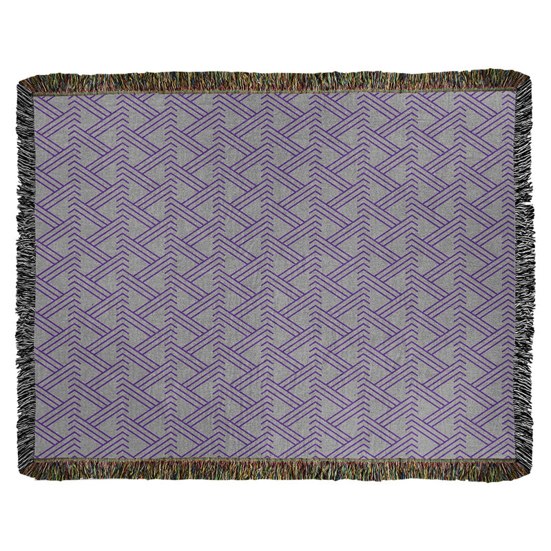 Couverture en coton tissé zigzag classique, L 50 po x L 60 po, Bleu sarcelle Aegean