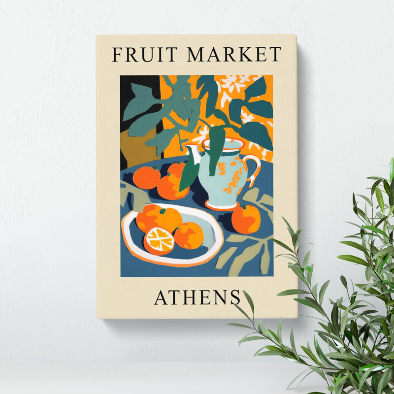 XMKTMKT-474 Orange Athens Fruit Market - Wrapped Canvas Print, 50cm H x 35cm W x 3cm D