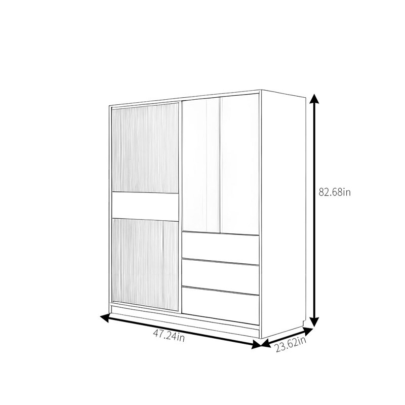 Garde-robe moderne et simple, H 82,68 po x l 47,24 po x P 23,62 po