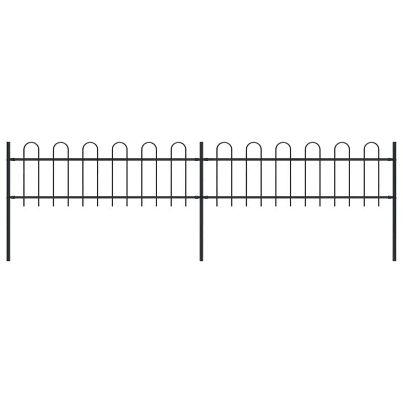 Verla Black Metal Fence Panels Included, 60cm H x 340cm W x 0.5cm D