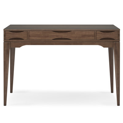 Harper 48"W Solid Hardwood Mid-Century Modern Small Writing Desk with 2 Drawers and Flip-Down Tray