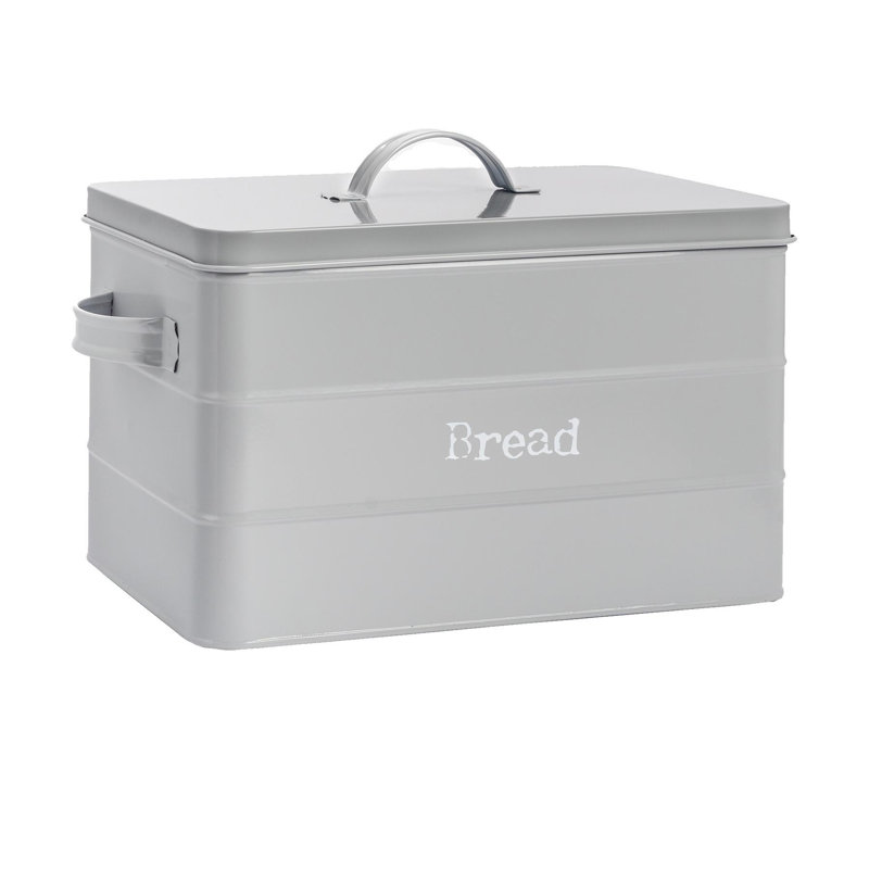 Harbour Housewares - Vintage Metal Kitchen Bread Bin - 40cm, Grey