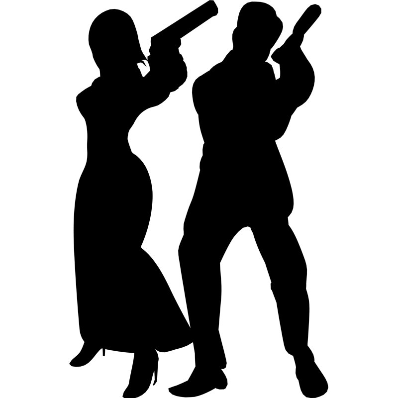Couple secret agent debout en carton
