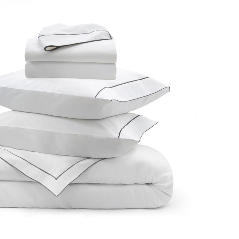 Salerno Twin Flat Sheet, White/Gray