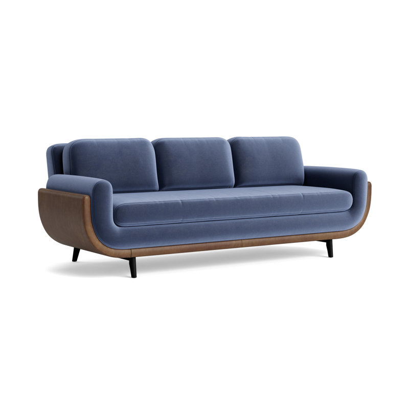 Regatta 90 Sofa, Performance Velvet - Indigo/Bedford - Tobacco, Black