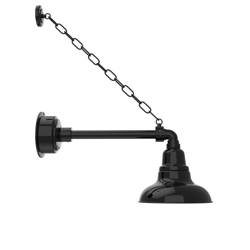 Luminaire de grange d'extérieur à DEL Adesh, H 18 po x l 8 po x P 23 po, Noir