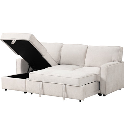 3 Sleeper With Storage And , Beige Charisma Upholstered Sectional Cup Holders Storage,
