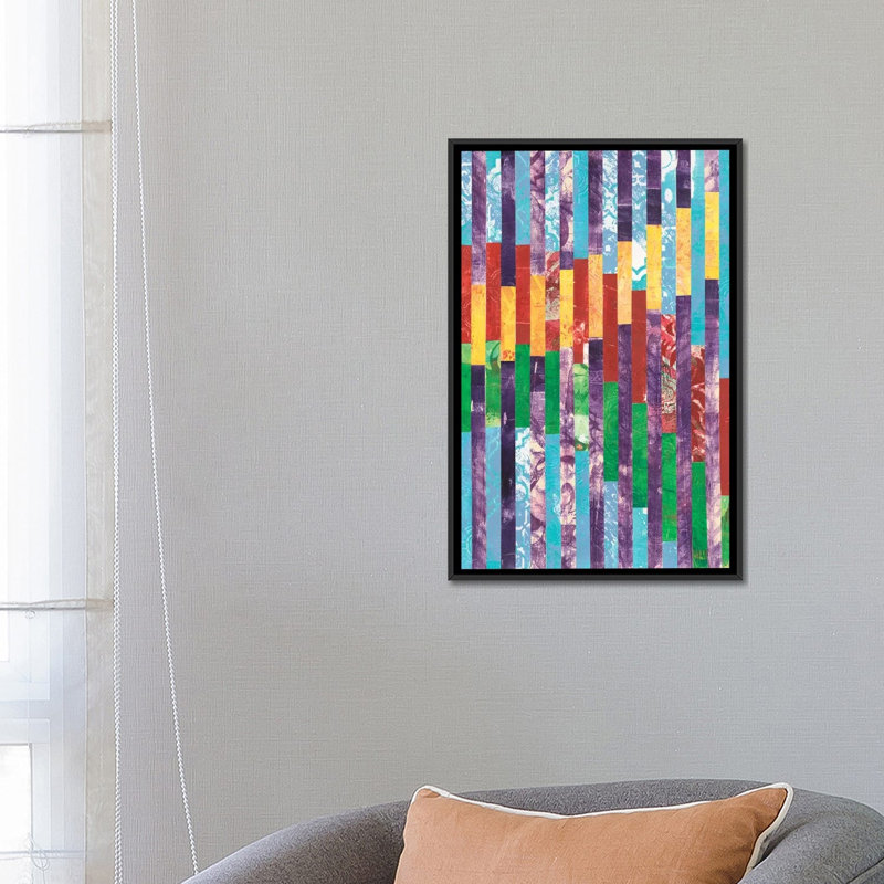 « quilted monoprints ii », impression sur toile, H 26 po x l 18 po x P 1,5 po, Toile encadrée noire, Pas de tapis