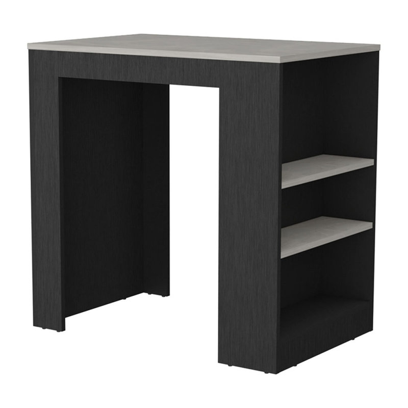 Portree Kitchen Island With 3-Side Shelves, Black/White
