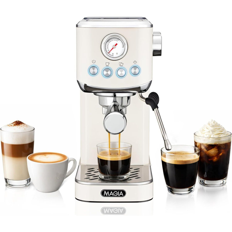 Machine à expresso compacte Zulay Kitchen - Cafetière à 20 barres avec buse à vapeur, Cream