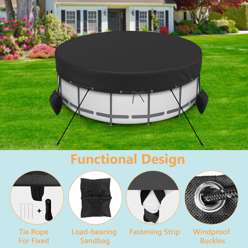 Waterproof Round Pool Cover for Above Ground Pools, 18 ft. W