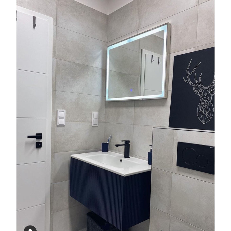 Ensemble de meuble-lavabo mural simple 24 po Aleemah, Bleu marine