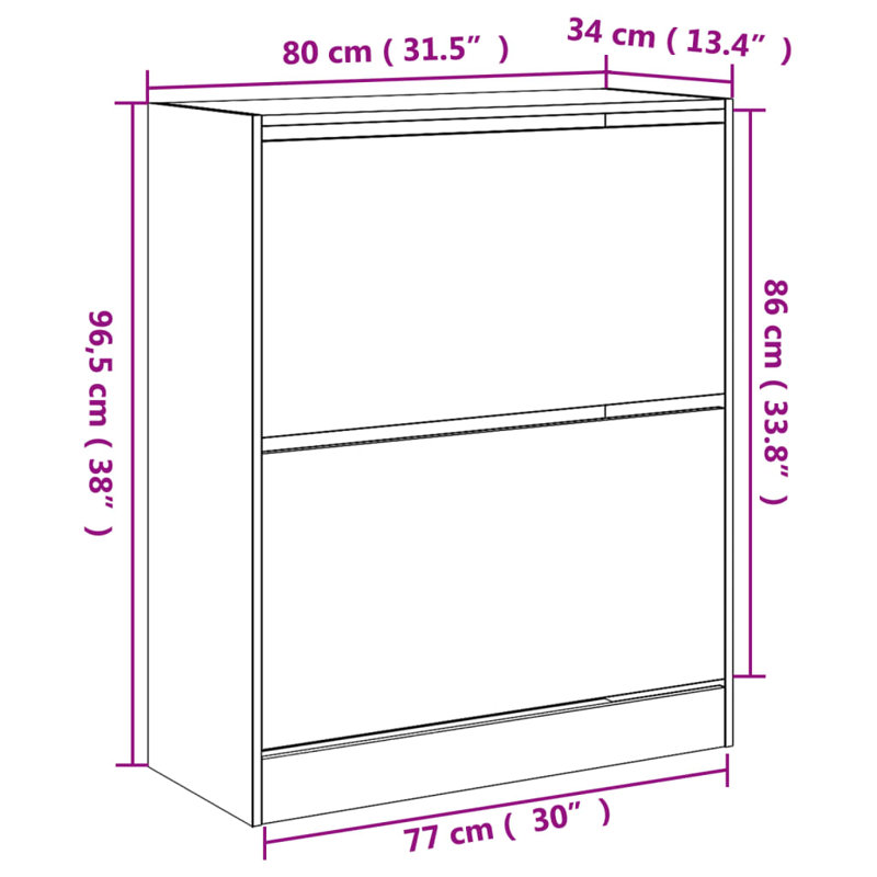 12 Pair Shoe Storage Cabinet, White