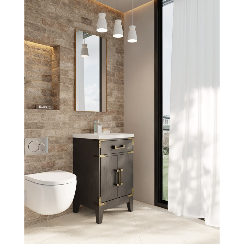Meuble-lavabo simple en acrylique l 20 po x P 18 po Laurel, Chêne noir