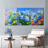 Ensemble de 3 tableaux sur toile tendue représentant des hortensias bleus et des fleurs de cerisier, pour la décoration du salon et de la chambre.